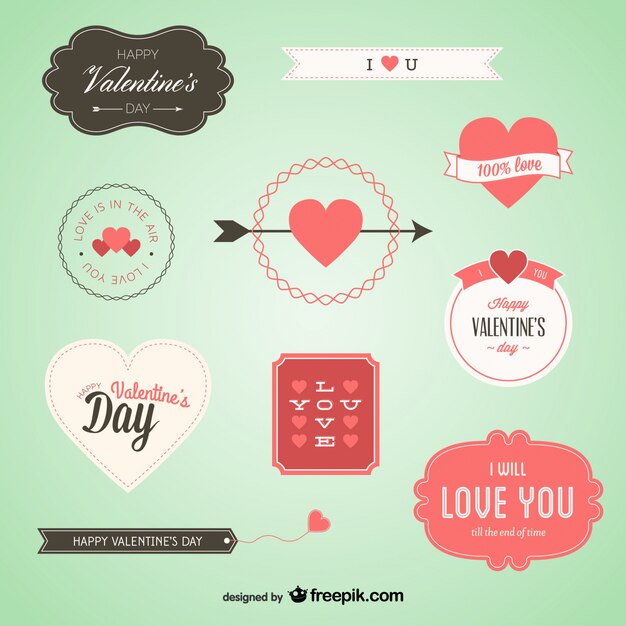 Lovely Valentine's Badges Set