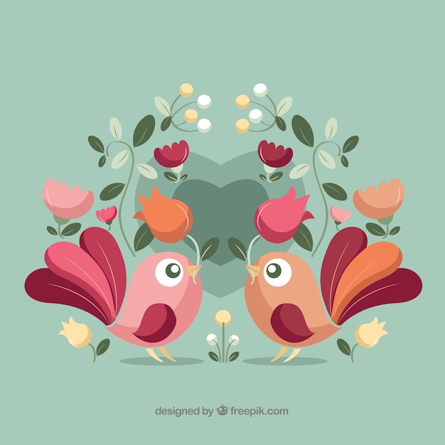 Free Vector lovely valentine's day background with birds