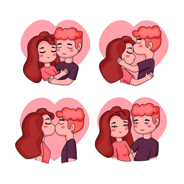 Free Vector lovely valentine's day couple collection