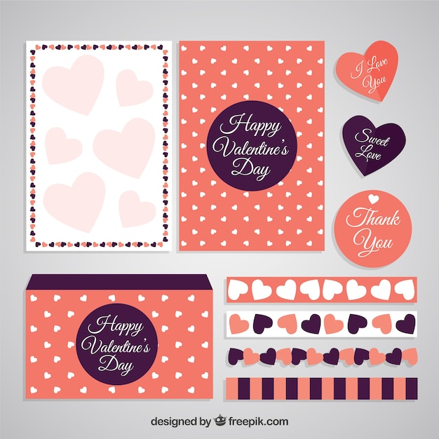 Free Vector lovely valentines day stationery