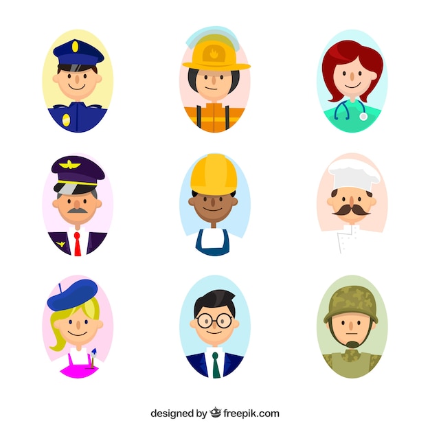 Free vector lovely variety of avatars at work