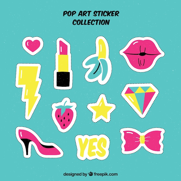 Free Vector lovely variety of comic stickers