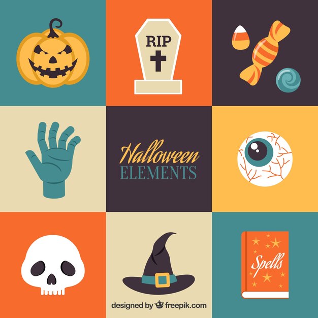 Lovely variety of flat halloween elements