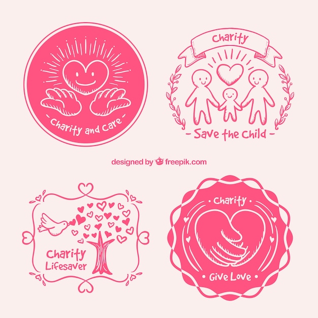 Free Vector lovely vintage charity labels