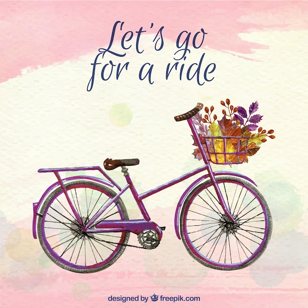 Free Vector lovely watercolor bike and flowers