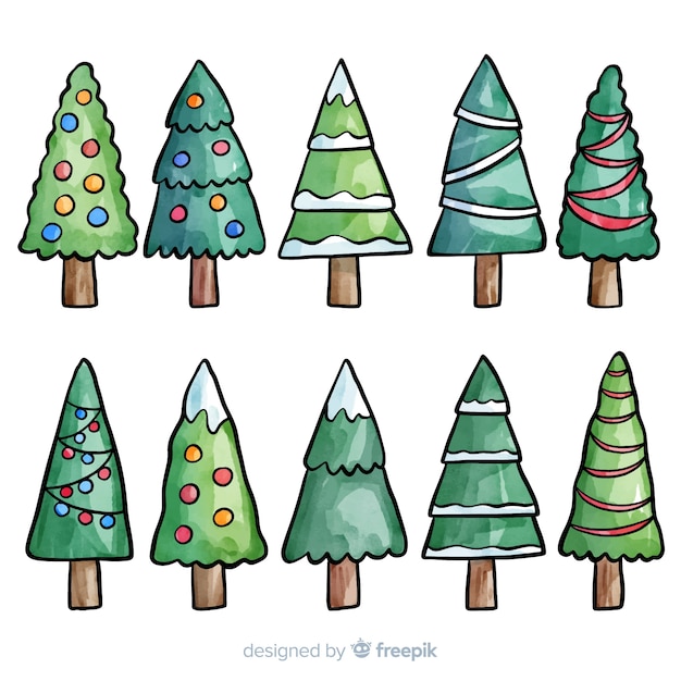 Lovely watercolor christmas tree collection