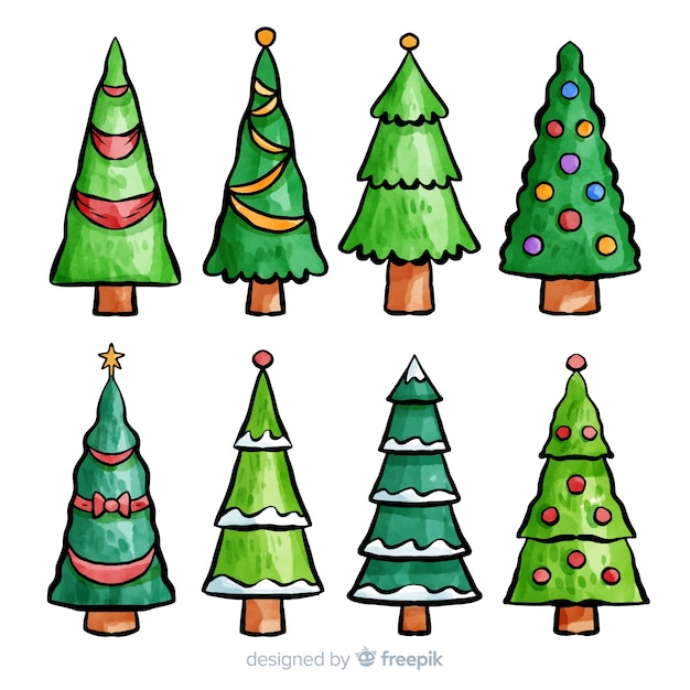 Lovely watercolor christmas tree collection