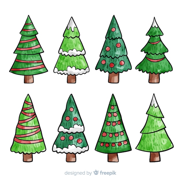 Lovely watercolor christmas tree collection