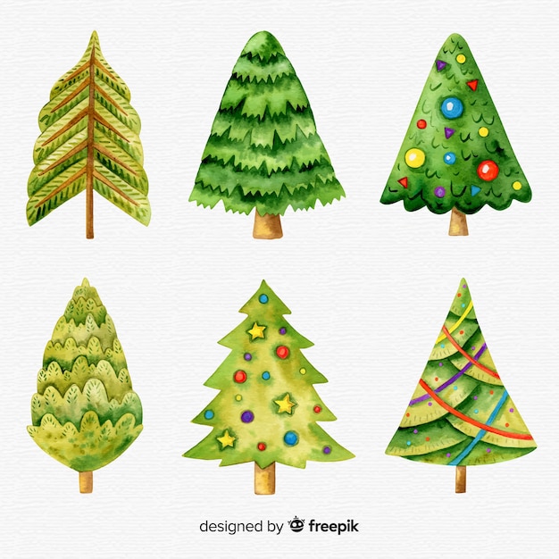 Lovely watercolor christmas tree collection