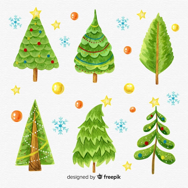 Lovely watercolor christmas tree collection