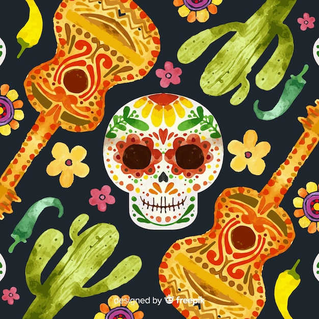 Lovely watercolor día de muertos background