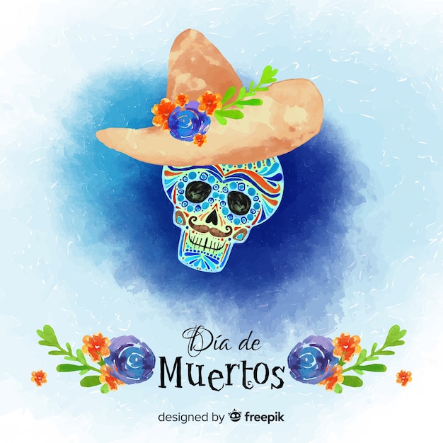 Lovely watercolor día de muertos background