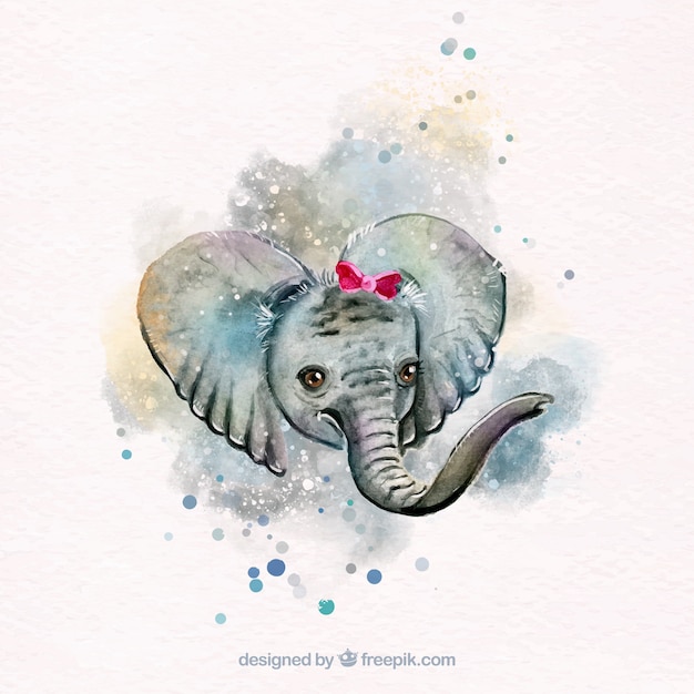 Free Vector lovely watercolor elephant