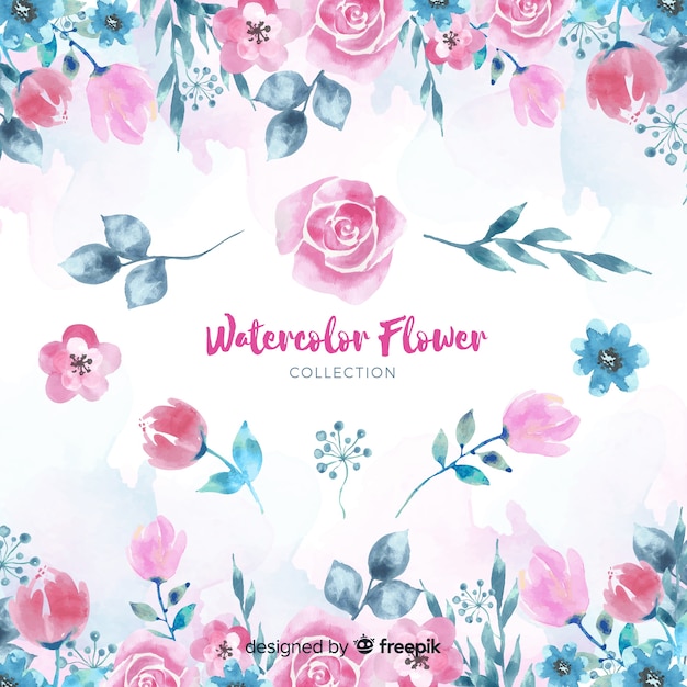 Lovely watercolor flowers collection