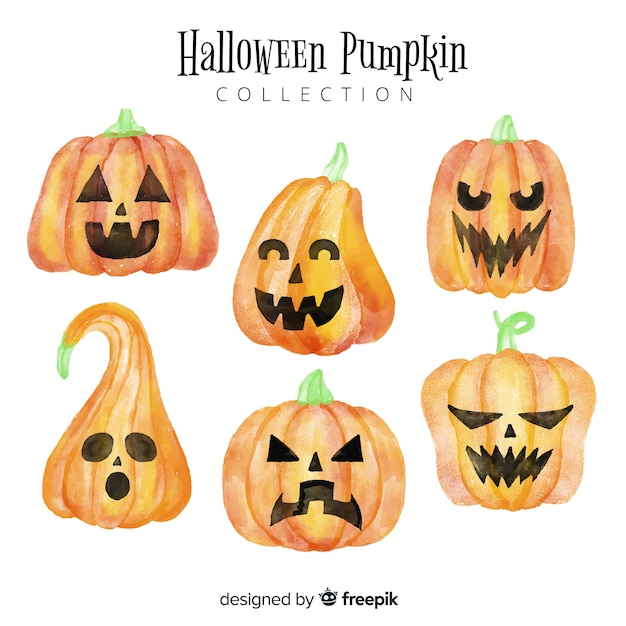 Lovely watercolor halloween pumpkin collection