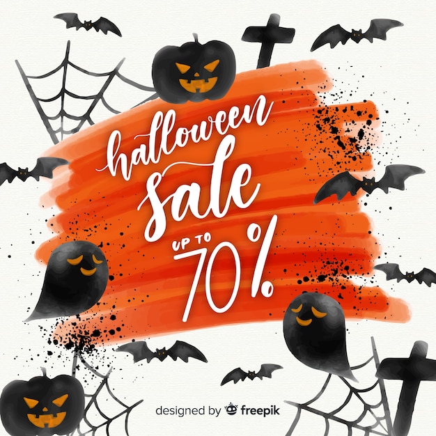 Free Vector lovely watercolor halloween sale composition