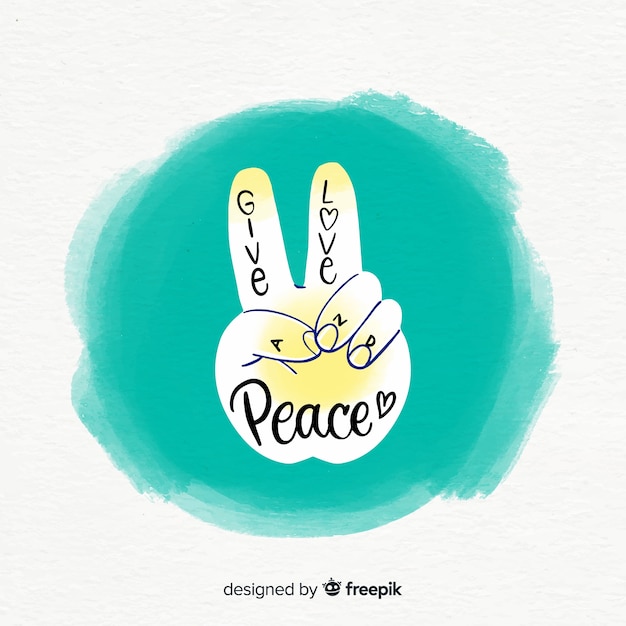 Free vector lovely watercolor peace fingers composition