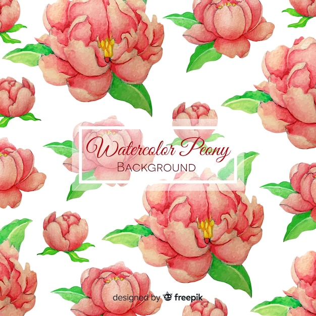 Free vector lovely watercolor peony flower background