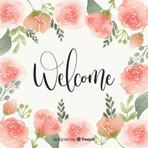 Free Vector lovely watercolor welcome composition