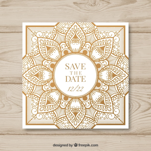 Free Vector lovely wedding invitation template with colorful mandala