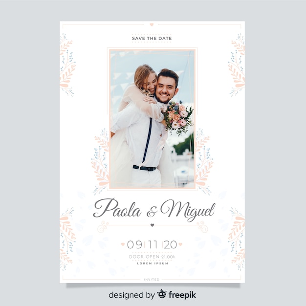 Lovely wedding invitation with photo