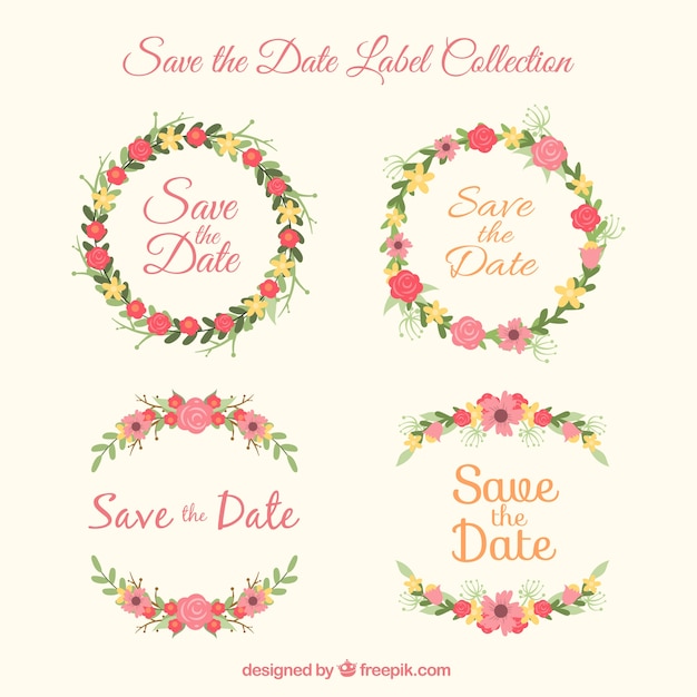 Lovely wedding labels with floral frame