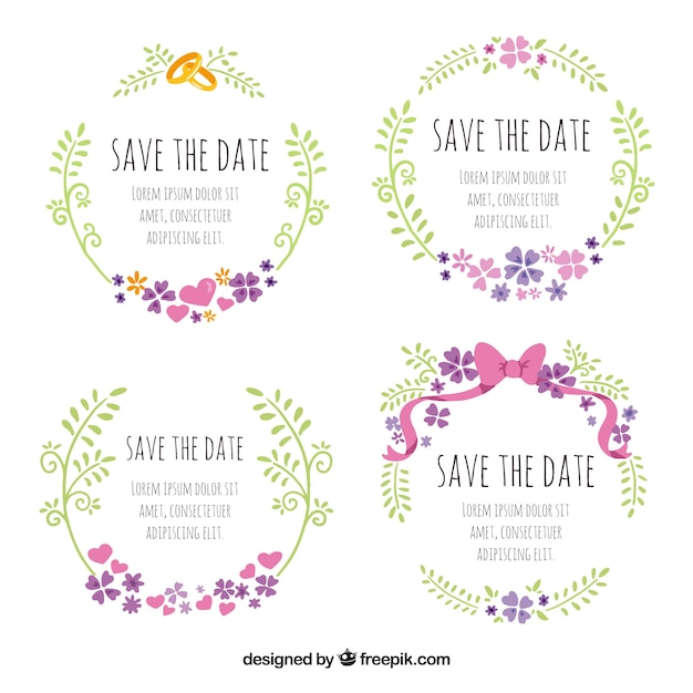 Lovely wedding labels with rings and bow