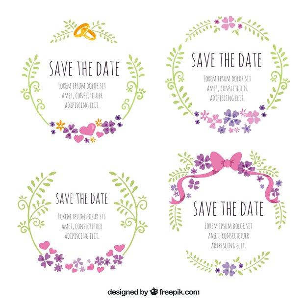 Lovely wedding labels with rings and bow