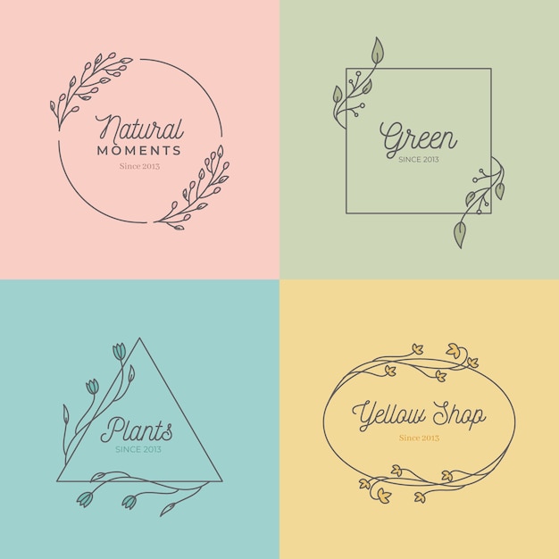 Lovely wedding monograms in pastel colors set