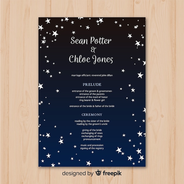 Free Vector lovely wedding program with flat design