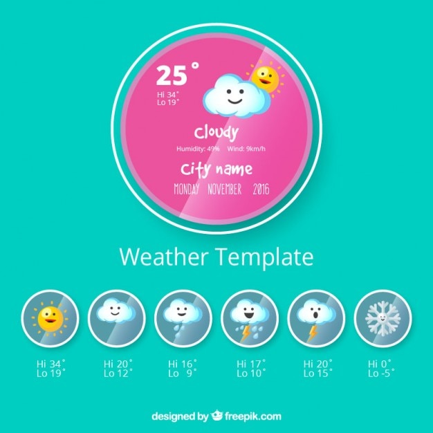 Free Vector lovely wheater icons for wheater prediction