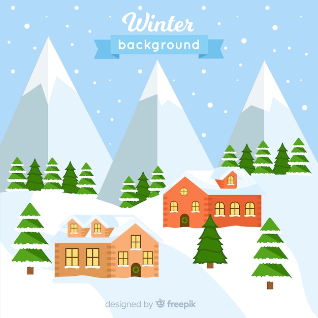 Free Vector lovely winter background with flat design