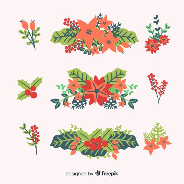 Free Vector lovely winter flowers collection