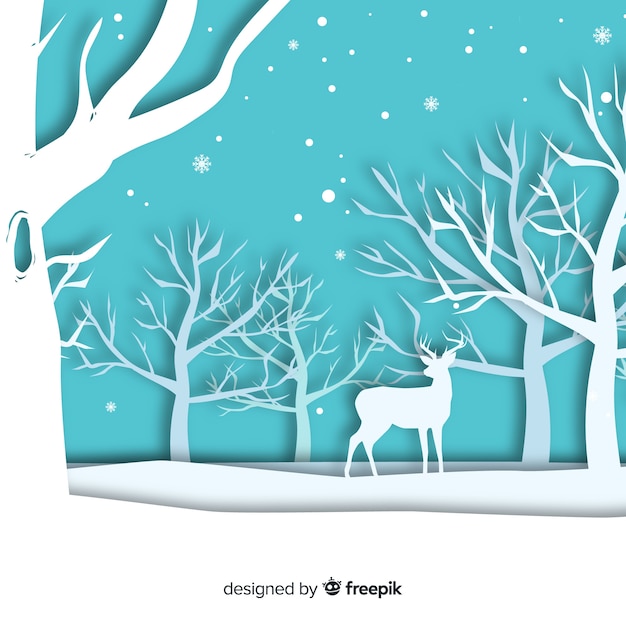 Free Vector lovely winter landscape with flat design