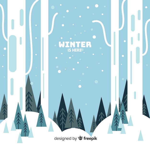 Free Vector lovely winter landscape with flat design