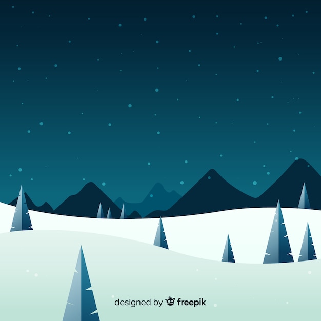 Lovely winter landscape with flat design