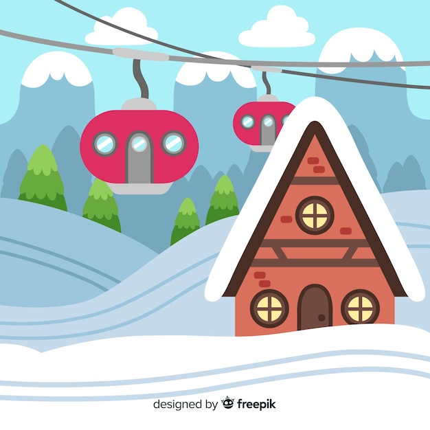 Free Vector lovely winter landscape