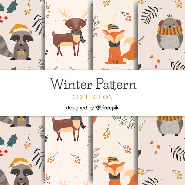 Free Vector lovely winter pattern collection