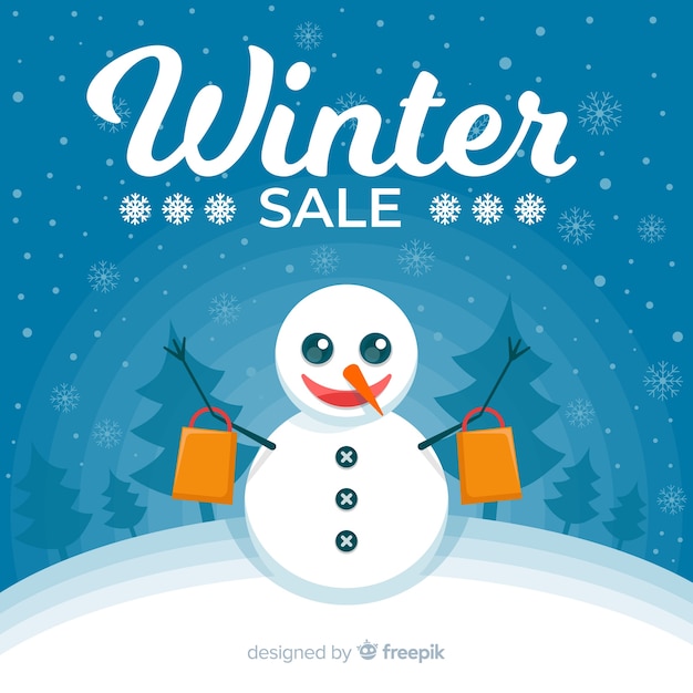 Free Vector lovely winter sale composition with flat design