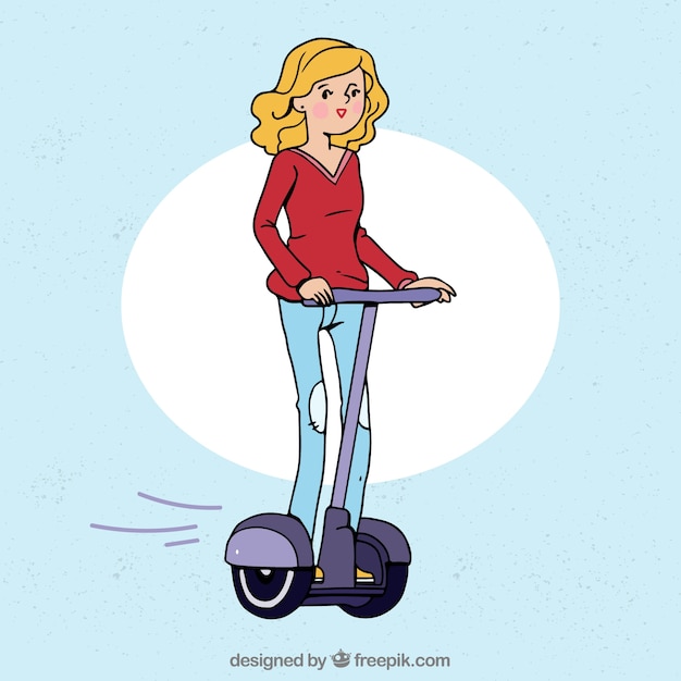 Lovely woman with electric scooter