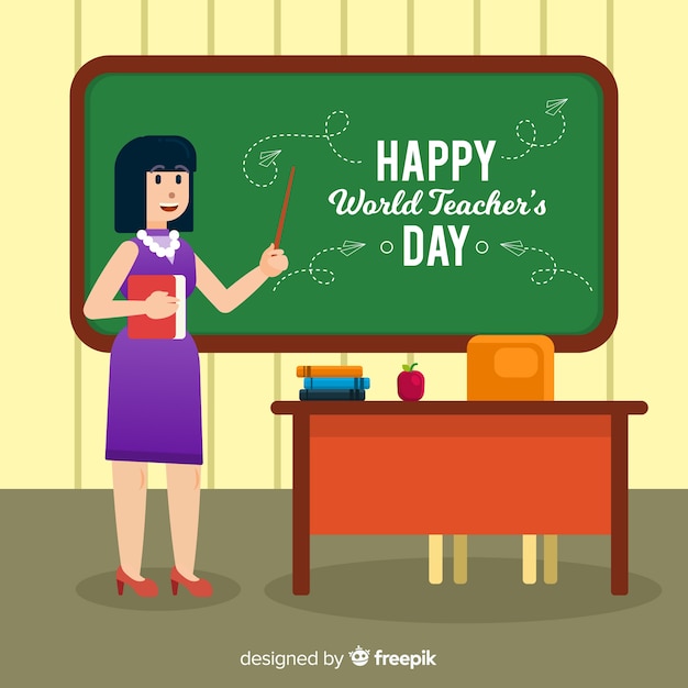 Free Vector lovely world teachers day composition with flat design