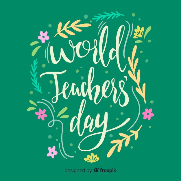 Free vector lovely world teachers' day composition with hand drawn style