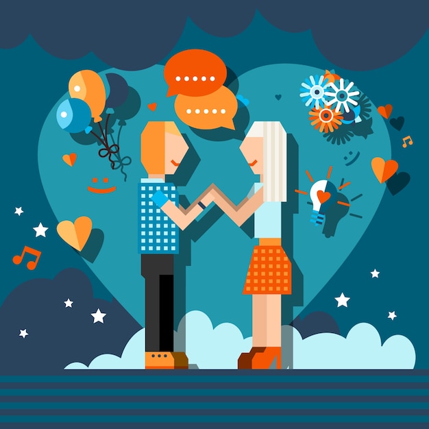 Free Vector loving couple chat