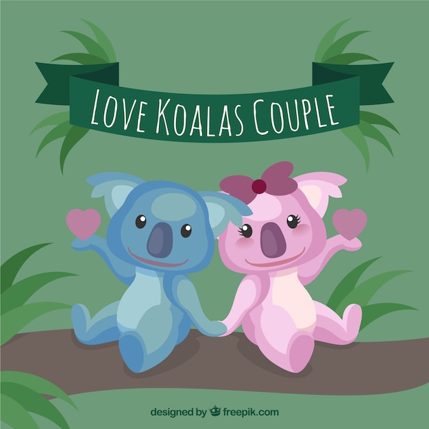 Free Vector loving koalas couple