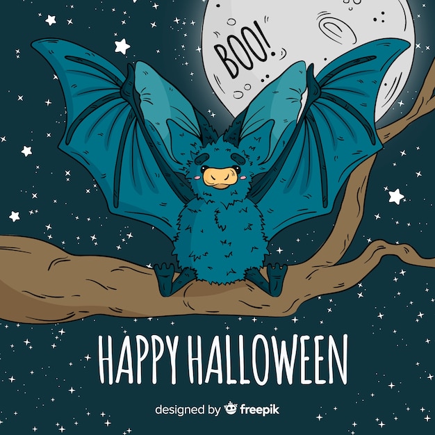 Free Vector lovley hand drawn halloween bat