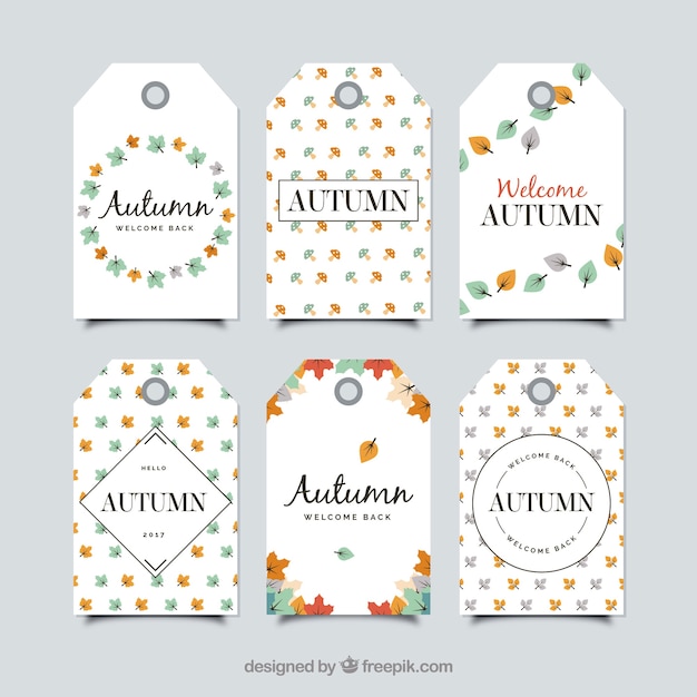 Lovley pack of autumnal labels with leaves