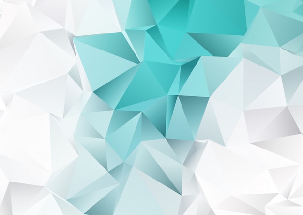 Low poly design with teal and silver colours 