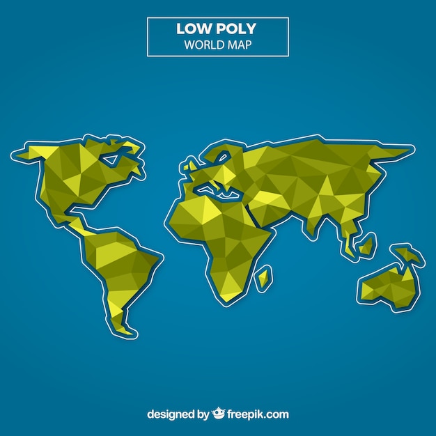 Free Vector low poly map background with blue background