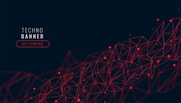 Low poly red abstract network connection background