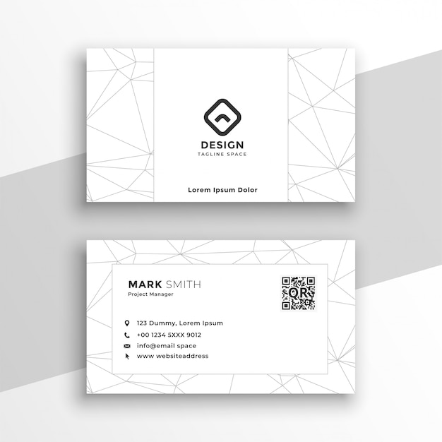 Low poly style geometric white business card 